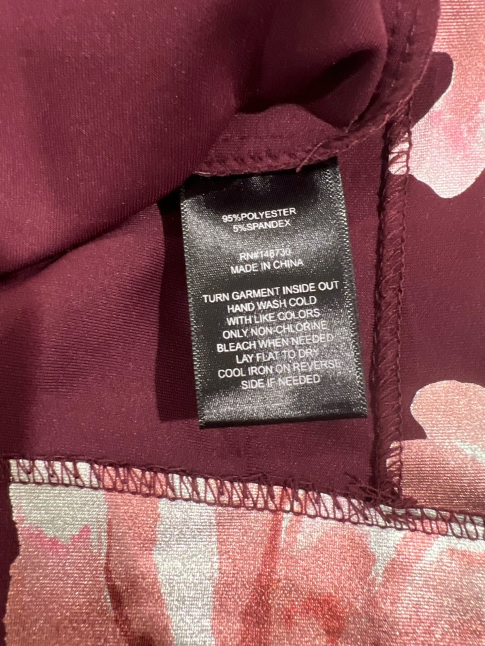 ECI Burgundy Dress with Pink Floral Print - Picture 6 of 6